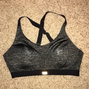 Gray and black sports bra